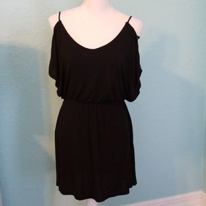 Loter black cold shoulder knit mini dress